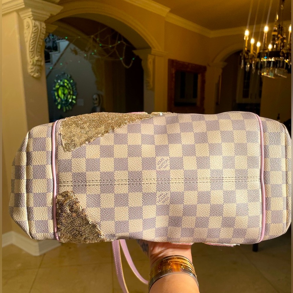 ❤️TRADED❤️Louis Vuitton custom Totally MM custom paint patch repair. Azur pink - Picture 10 of 16